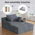 thumbnail image 3 of Hawsaiy 68" Oversized Chaise Lounge Indoor Chair, Plush Corduroy Floor Sofa Bed with Deep Seat & Wide Armrests, Fully Assembled Comfy Reading Couch for Living Room & Bedroom, Dark Gray, 3 of 8