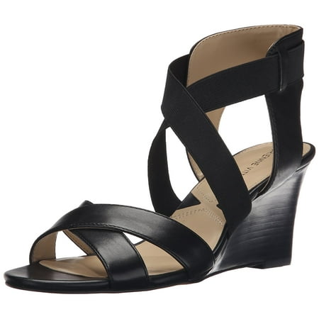 Adrienne Vittadini Womens Raenie Leather Open Toe Casual Black Size 65 Adrienne Vittadini Womens Raenie Leather Open Toe Casual Black Size 65