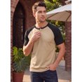 thumbnail image 4 of INSPIRE CHIC Men's Henley T-Shirt Color Block Raglan Sleeves Casual Tee M Khaki, 4 of 5