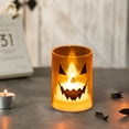 thumbnail image 4 of TaTaai 4Pcs Battery Operated LED Glass Candles with Flickering Flame, Jack O' Lantern, 4 of 6