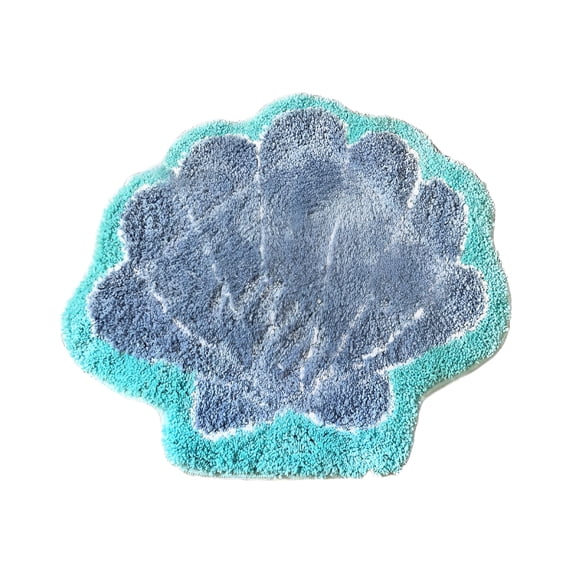 RLESO 2026 New Seashells Bathroom Rug,Blue Bathroom Rugs,Ocean Decor Shell Bath Mat,Cute Seashell Shaped Bath Rugs for Sea Room Decor,Machine Washable&Non-Slip Bath Mat Carpet