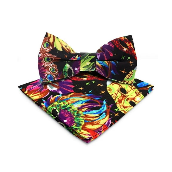 Vittorio Farina Mardi Gras Printed Bow Tie and Pocket Square