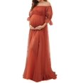 thumbnail image 3 of Accessoires de Photographie de Maternité Robe en Dentelle Florale Robe de Maternité Exquise pour Photos de Baby Shower Orange et Rouge m, 3 of 9