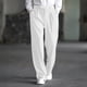 thumbnail image 1 of Ceisia Men's All-Season Solid Color Pleated Gift Draped Straight Leg Pants Elastic Drawstring Waist Pockets for Outdoor Casual Daily Work Wear, 1 of 9
