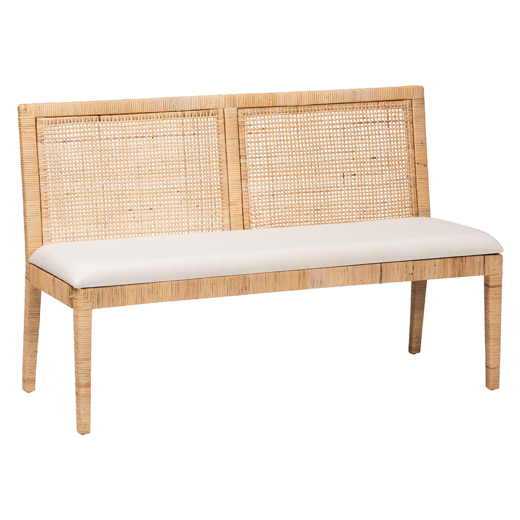 bali & pari Kalimantan Boho Dining Banquette Set, 2-Piece Set, Light Honey