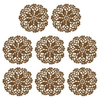 Fabric Coasters, 8pcs 4" - Cotton Woven Crochet Doilies, Lace Embroidery Cup Mat with Floral Pattern for Wedding Party Decoration (Chocolate Color)