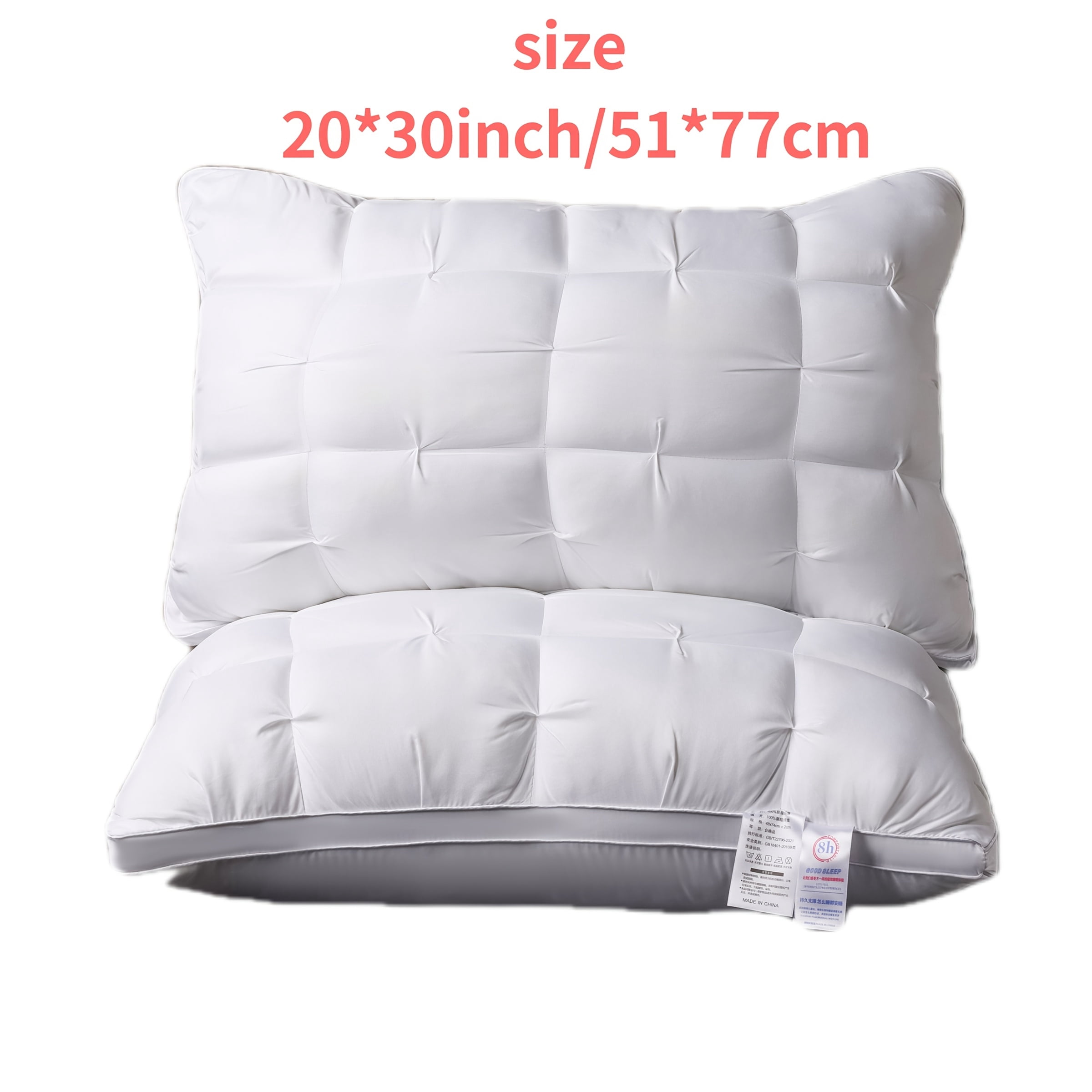 Soft Luxury 5-Star Hotel Quality Pillow, Deep Sleep Neck Support, 20x30 Inches, Polyester, 2 Pack