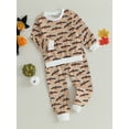 thumbnail image 3 of Wassery 2Pcs Toddler Boy Halloween Outfits Long Sleeve Bat/Ghost Print Sweatshirt + Pants Set Kid Clothes 3 4 5 6 7 Years, 3 of 8