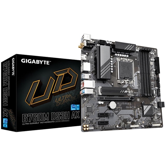 Tarjeta Madre GIGABYTE B760M DS3H AX LGA 1700 4x DDR5 M.2 PCIe 4.0 WIFI 6E BT 5.3 Micro ATX
