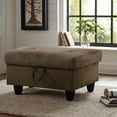 thumbnail image 2 of WRTEYEUI Ottoman Rectangular Storage Ottoman Bench, Flannel Footrest Stool Footstool with Lid for Living Room, Bedroom, Entryway, Dark Brown, 28.5"x19"x17.5", 2 of 9