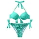 thumbnail image 1 of Traje de Baño de Tres Piezas para las Mujeres de Moda Casual Corbata Sexy Cintura Alta Cristal Beach Bikini Set, Poliéster, 1 of 9