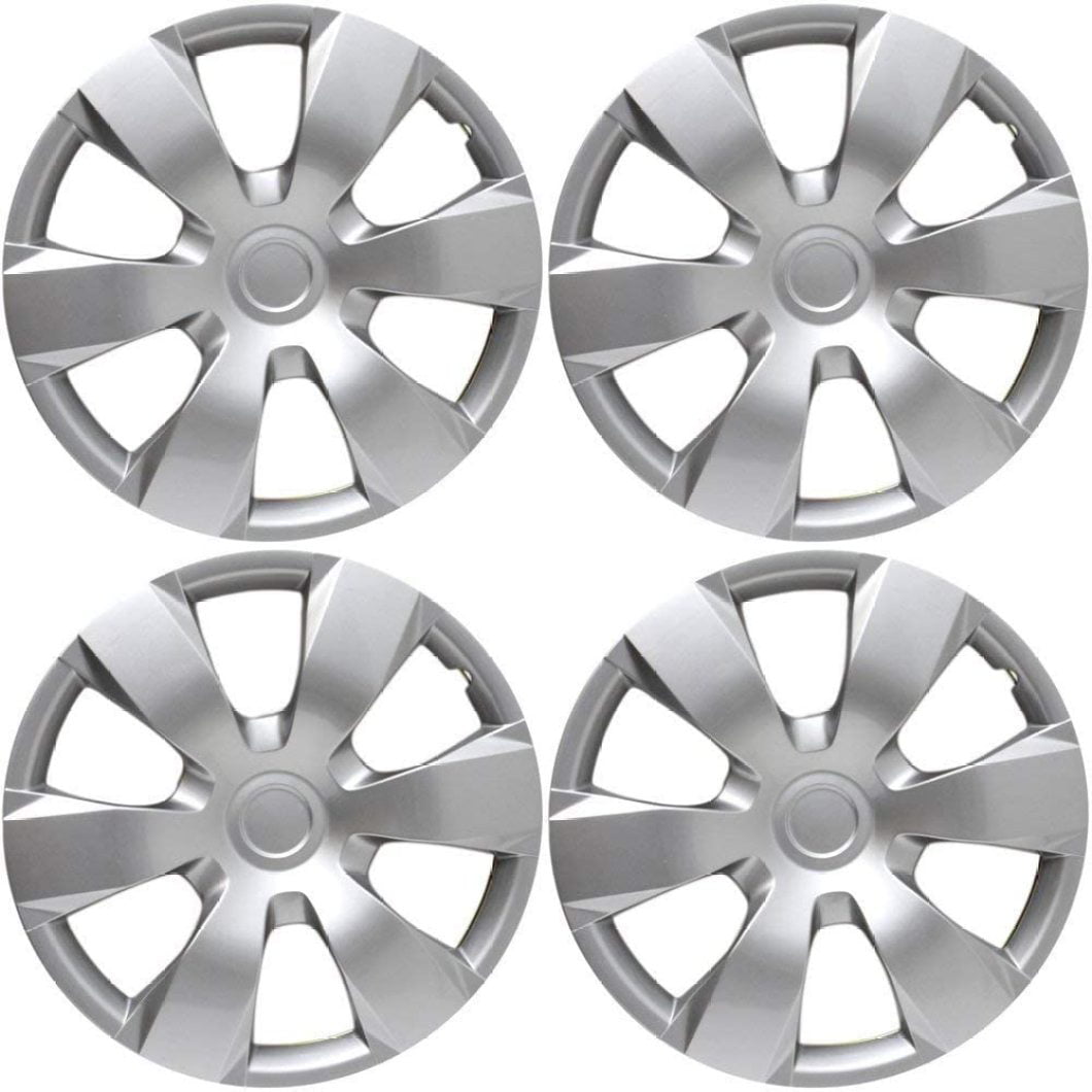 OxGord 16 inch Hubcaps Best for 07-11 Toyota Camry - Auto Tire Replacement Exterior Cap Car Accessories for 16 inch Wheels Snap On Hubcap Set of 4 Wheel Covers 16in Hub Caps Silver Rim Cover 