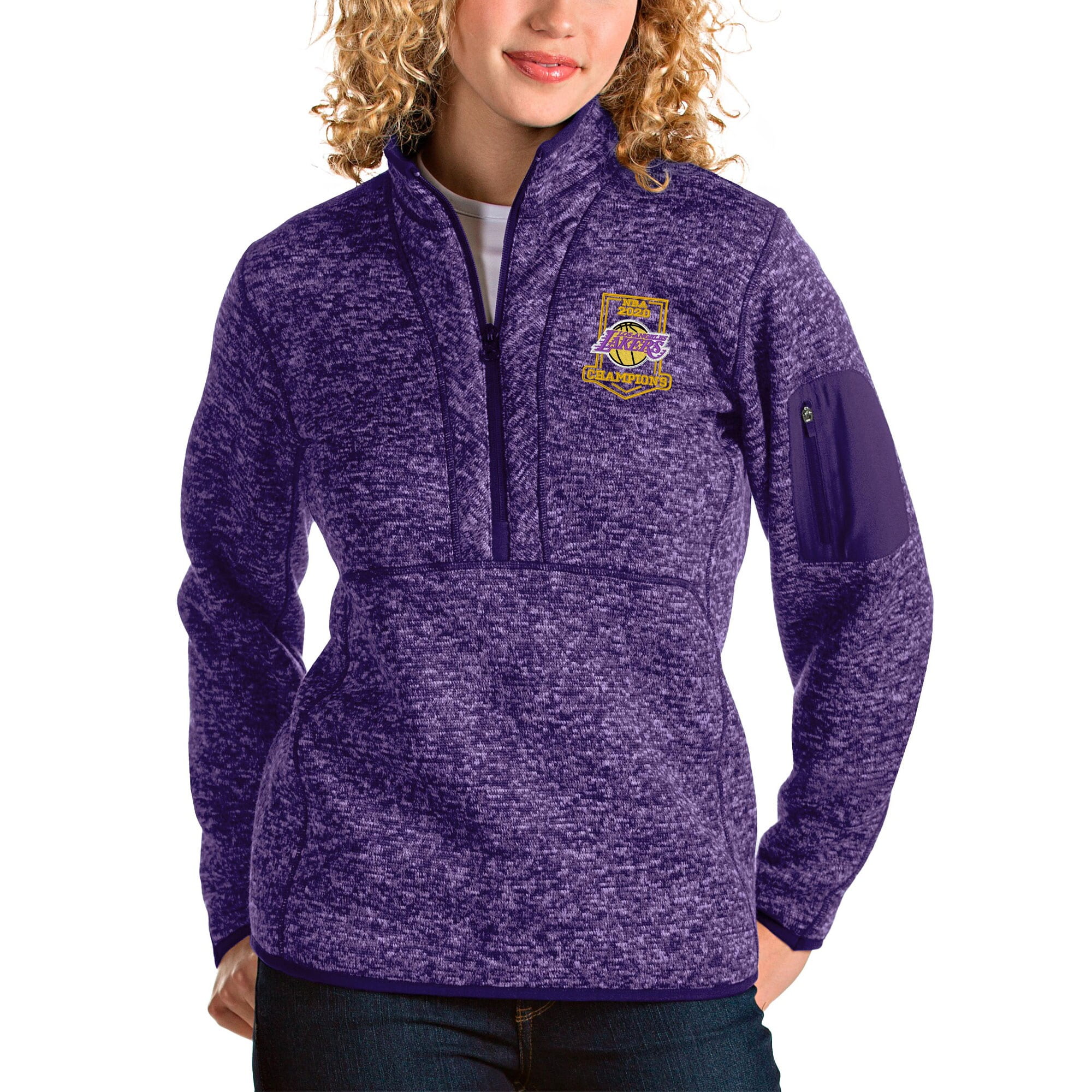 Los Angeles Lakers Antigua Women S 2020 Nba Finals Champions Quarter Zip Pullover Jacket Heather Purple Walmart Com Walmart Com