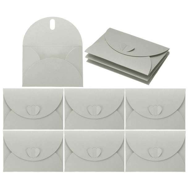 Uxcell Mini Envelopes, 25 Pack Greeting Card Envelopes with Heart Clasp Tiny Items Storage, Silver 4" x 2.8"