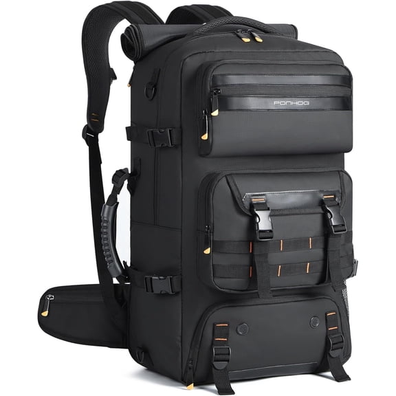 Travel Backpack, for Men, 50L, Carry on, Flight Approved, Convertible, Duffle Bag, Shoe Compartment, 17 Inch, Laptop Luggage, USB Charging Port, Weekender, Hiking, Black