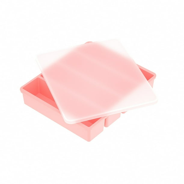 Bandeja de hielo de silicona larga de 4 compartimentos con tapa, máquina de hielo reutilizable para zumos, bebidas, café, whisky y cócteles