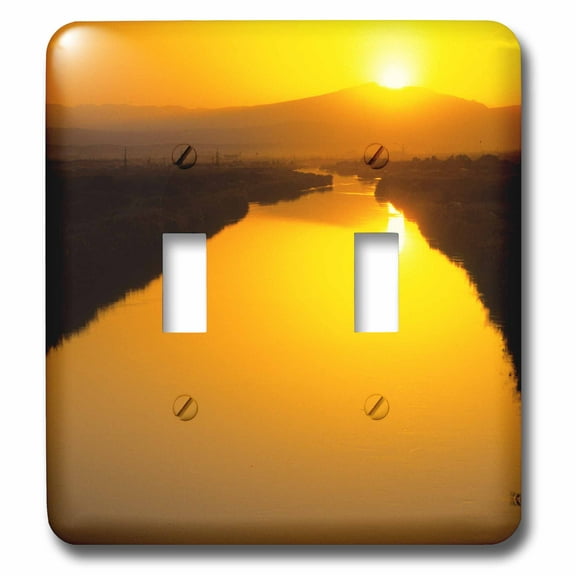 3dRose, Irrigation canal at sunset near Ashkhabad, Turkmenistan-AS51 ECL0007 - Ellen Clark, double toggle switch