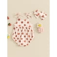 thumbnail image 5 of Musuos Baby Girl Summer Romper 3M 6M 12M 18M Cute Floral/Strawberry Print Sleeveless Tie Strap Bodysuit Newborn Playsuit, 5 of 10