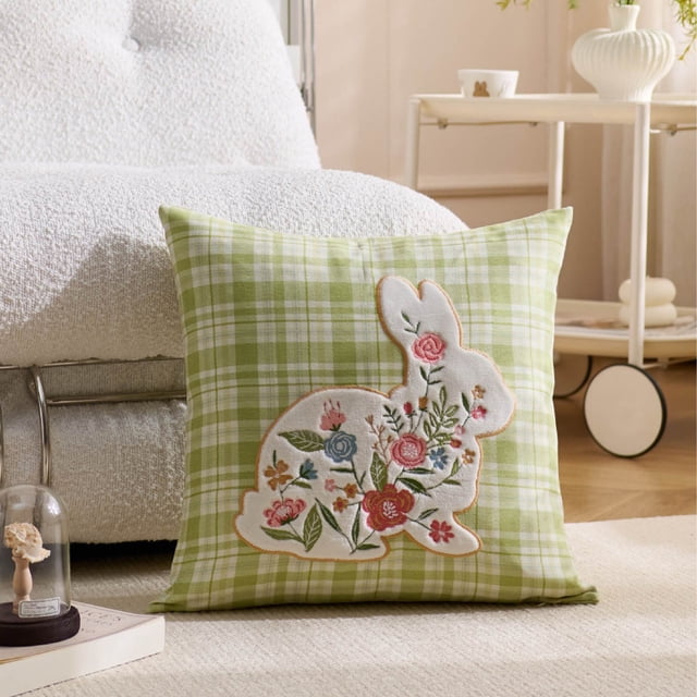 Easter Rabbits Mushrooms Embroidered Cushion Cover Living Room Bed Sofa Cushion Cover