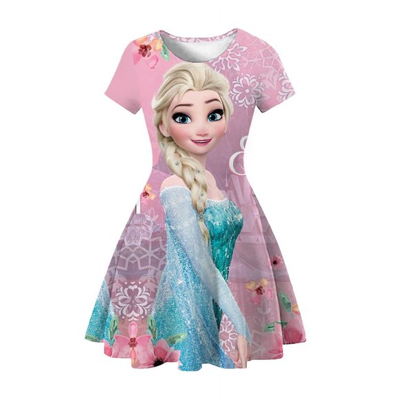 Robe de Princesse Aisha Monde de Glace et de Neige, Robe à Impression 3D, Robe de Fille d'Anime-ZJKDGJKJ