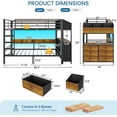 thumbnail image 3 of Bunk Beds Twin over Twin with 6 Storage Drawers & LED Lights & Charging Station, Heavy Duty Metal Bunk Bed with Desk & Shelves for Teens, Twin Loft Beds with Full-Length Guardrail and Ladder, Black, 3 of 10