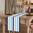 thumbnail image 2 of Navy Blue Stripe 108 Inch Table Runner, Ombre Geometric Grey Vertical Striped Farmhouse Dresser Scarf Cotton & Linen Tablerunner for Dining/Kitchen Island/Holiday Party Décor 13" x 108", 2 of 9