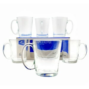 Tazas de café de vidrio transparente, 11.5 onzas, tazas de café de vidrio  con asa, capuchino, espresso, té, tazas con leche, tazas para beber bebidas