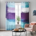 thumbnail image 5 of Turquoise Purple Kitchen Curtains 96 Inch Length, Geometric Abstract Modern Oil Painting Grommet Top Bedroom Living Room Curtains, Light Filtering Cafe Curtain Drapes 2 Panels Set 104''x96'', 5 of 9