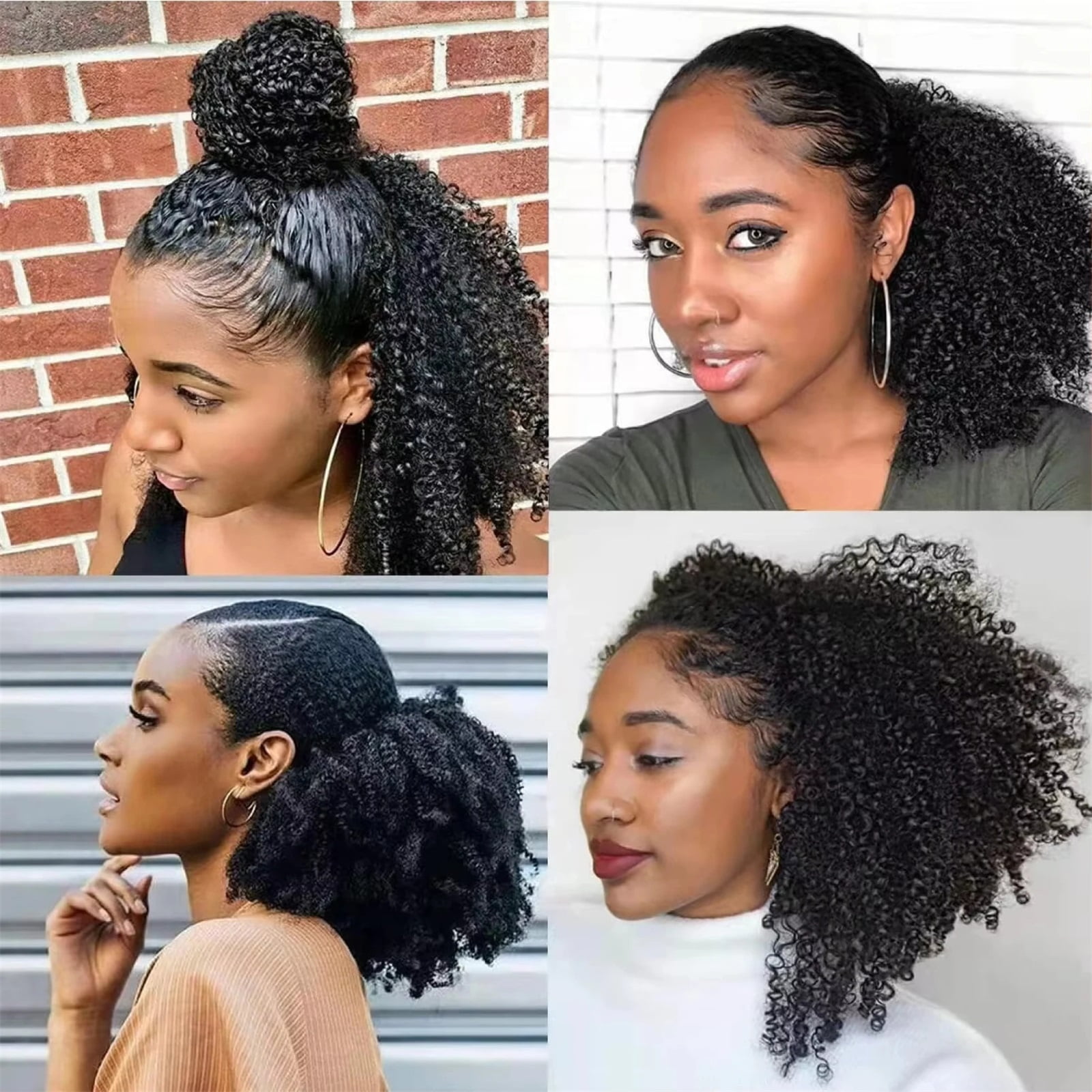 Kinky Curly Drawstring Ponytail Human Hair Natural Ponytail Extension Brazilian