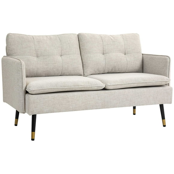 HOMCOM 55" Loveseat Sofa with Button Tufted Back Steel Legs for Bedroom