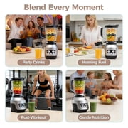 Countertop Blender, 1400W High-Power Smoothies Blender, 60oz Large Capacity with 4 Blending Modes, Includes Portable Cups for Juice & Sauces, BPA-Free, Silver