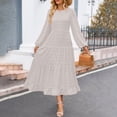 thumbnail image 2 of Vestido largo con lunares para mujer 2025 Fall Dot - Manga larga, corte A en capas - Para invitadas a bodas/informal - S-XL, 2 of 8