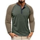 thumbnail image 2 of Blusas y camisas de manga larga con cuello redondo para hombre, informales, de manga larga, cuello redondo, medio botón, a cuadros, con bolsillos y bloques de color, blusas de poliéster para hombre, 2 of 8