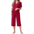 thumbnail image 3 of MINTREUS Pajama Sets for Women Notch Knit Top and Capri Pants Pjs Soft Lounge Sets, 2 Piece, Sizes M-3X, 3 of 7