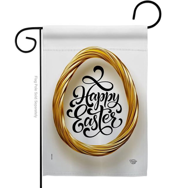 Ornament Collection G192498-BO Golden Easter Egg Springtime Double-Sided Decorative Garden Flag, Multi Color