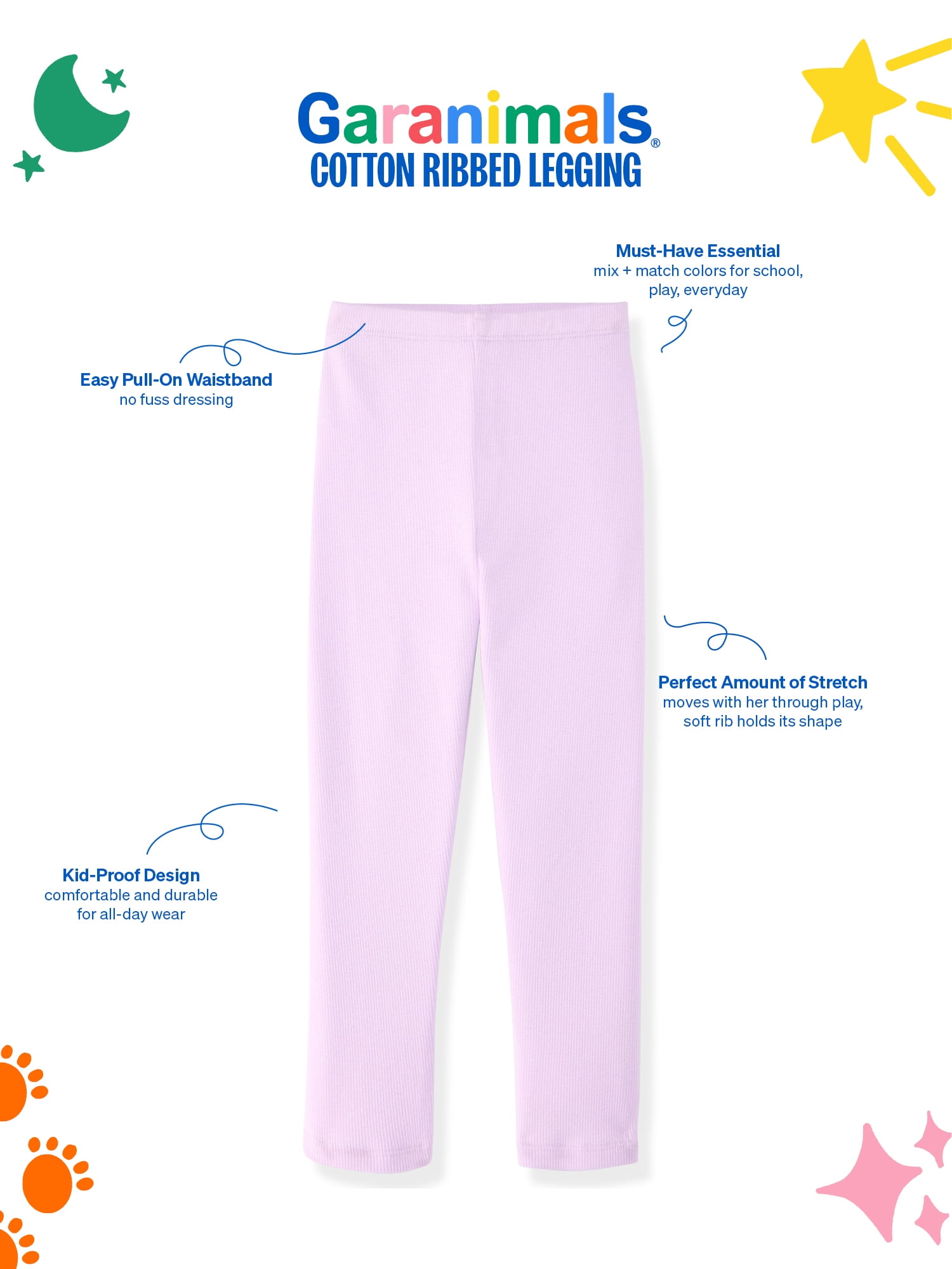 Garanimals Newborn, Baby & Toddler Girl Cotton Pull-on Leggings, Sizes 0M–6T, Single & 3-pack