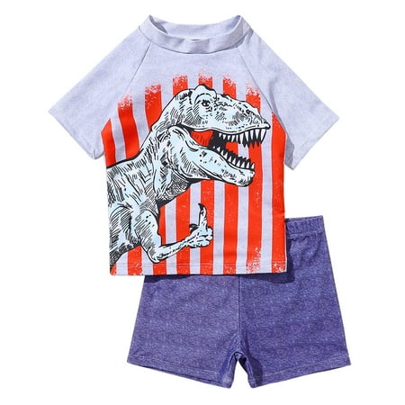 

SYNPOS Kids Boys Hawaii Short Sleeve Rashguard Two Pieces Swimsuit for 1-5T Swimwear