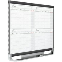 Quartet 4MCP23P2 Prestige 2 Total Erase 36 x 24 Plastic Frame Magnetic Four-Month Calendar - White Surface/Graphite Fiberboard