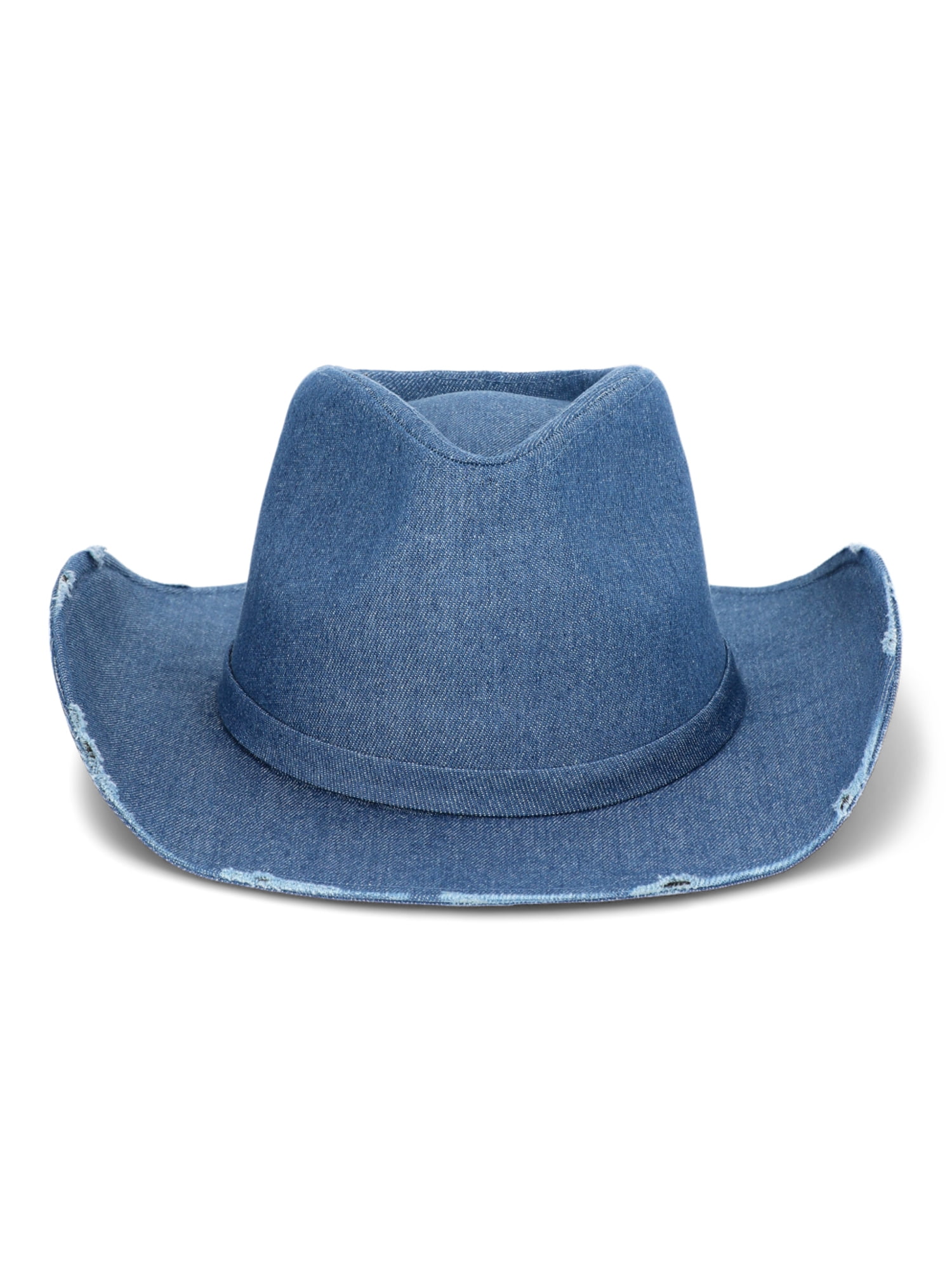 No Boundaries Distressed Denim Fedora, Women’s, One Size, Medium Blue