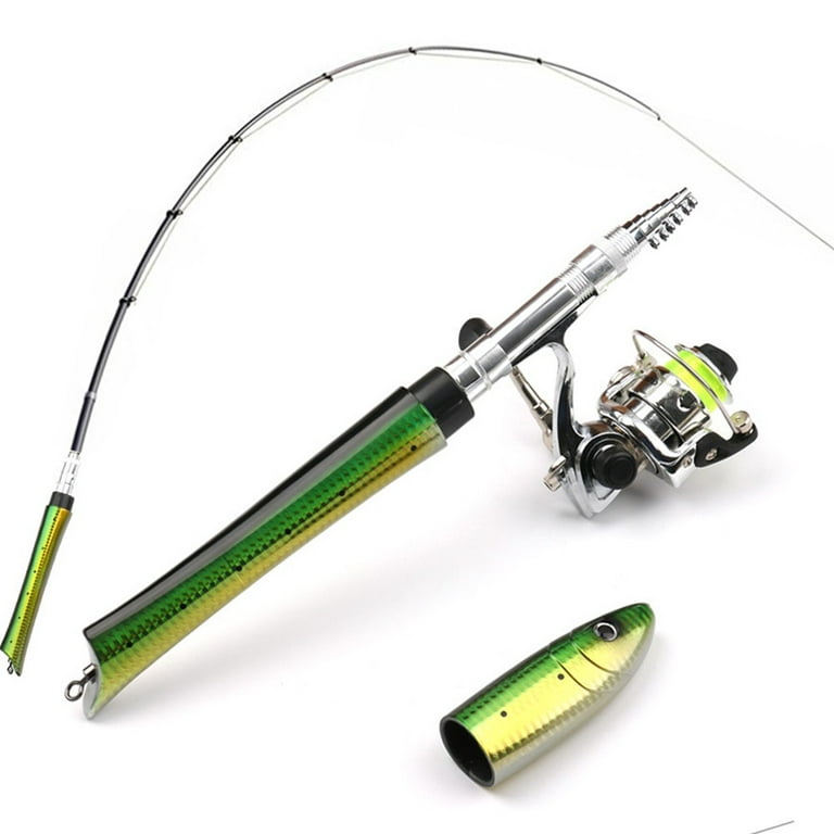 BAMILL Carbon Fiber Fishing Rod Fish Shape Telescopic Rod with  Spinning-Reel Line Kits 