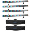 4) Chauvet COLORSTRIP 4 Ch. DMX Multi-Color DJ Light Bar/Color Strips+Carry Case