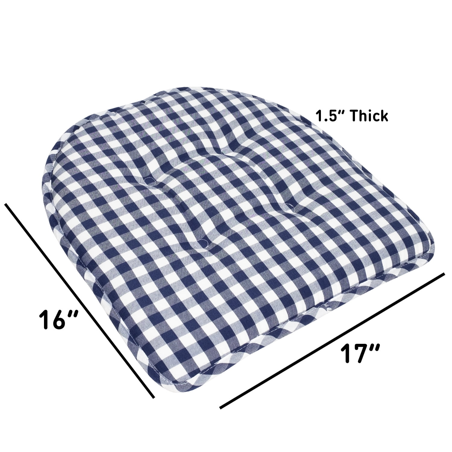 Checkered Memory Foam U-Shape Non-Slip Chair Cushion Pad 6 Pack - Navy/White