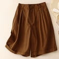 thumbnail image 2 of Lmnyox Women's Cotton Linen Shorts Wide Leg Elastic Waist Short Pants with Pocket Summer Loose Lounge Clothes, 2 of 7