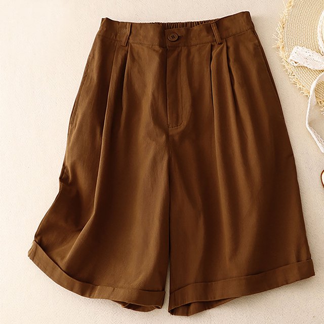 Puntoco Pantalones cortos de verano para mujer, moda 2024, pantalones cortos informales de cintura alta de Color sólido para mujer, pantalones cortos de gran tamaño