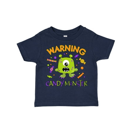 

Inktastic Warning Candy Monster with Candy and Cute Green Monster Gift Toddler Boy or Toddler Girl T-Shirt