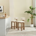 thumbnail image 4 of Guyou Modern Bar Stools Set of 2, 26 Inch Counter Height Bar Stools with Curved Backrest, Linen Upholstered Counter Stools, Wooden Kitchen Island Chairs for Kitchen Bar Cafe, Beige, 4 of 11