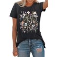 thumbnail image 2 of Women's Vintage Flowers Shirt Floral Botanical Graphic Tees Shirts Summer Wildflowers Tops Casual Loose Vacation Shirt, 2 of 4