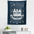 thumbnail image 1 of Amsterdam Tapestry, Travel Around the World Lets Move Words Calligraphy and Stars, Fabric Wall Hanging Decor for Bedroom Living Room Dorm, 5 Sizes, Dark Blue and White, by Ambesonne, 1 of 1