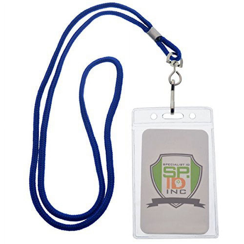 25 Pack Premium Name Tag Badge Holders with Lanyards - Vertical Clear Plastic Card Pouch and Lanyard Holder for School and Events by Specialist ID (Assorted Colors)