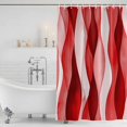 thumbnail image 4 of Red Striped Waterproof Fabric Shower Curtain,Modern Gradient Geometric Ripple Stripes Waterproof Fabric Shower Curtain for Bathroom Curtains Bathtubs Hotel Shower Curtains with 12 Hooks Stall 48x72in, 4 of 8